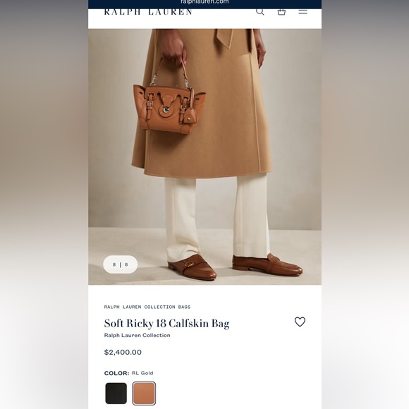 Ralph Lauren Soft Ricky 18 Calfskin Bag - Picture 9 of 11